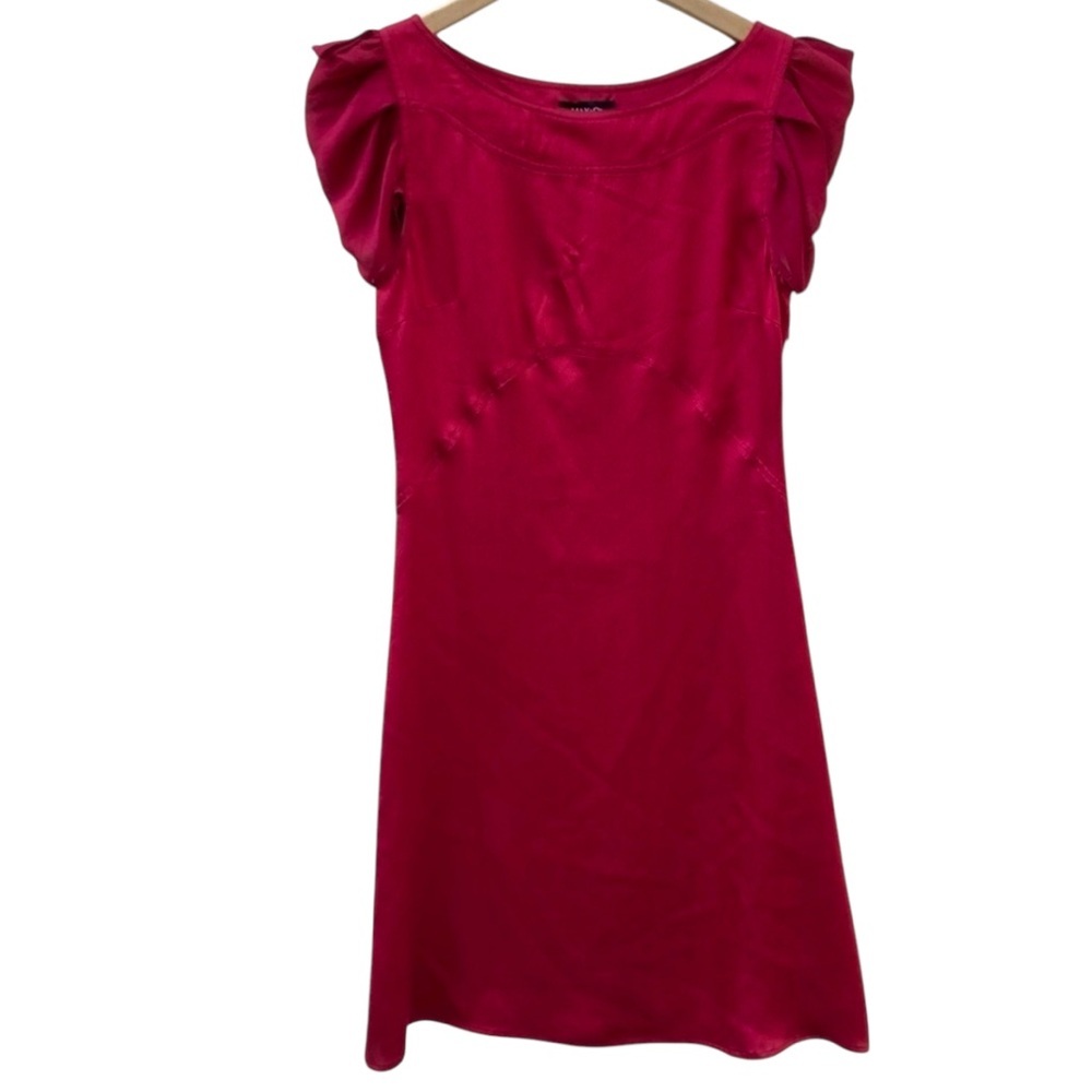 Max Studio 100% Silk Dress Sheer Sleeves Red Size 2